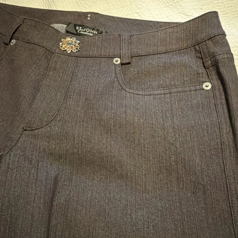 WOMEN'S DESIGNER, ST. JOHN COUTURE, DARK GRAY, STRAIGHT LEG JEAN, SIZE 8 - Picture 4 of 4
